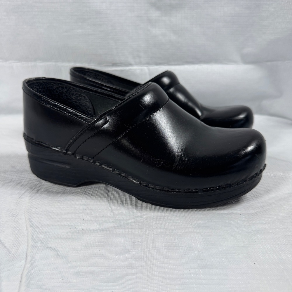 Dansko Professional Black Box Leather Clogs Womens Size 36 Professional Shoes